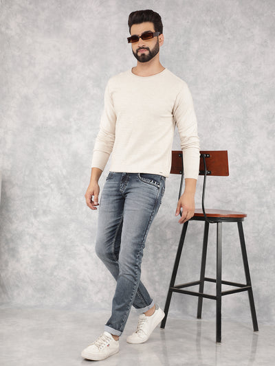 Beige Jacquard Sweater-Men Sweaters-Crimsoune Club