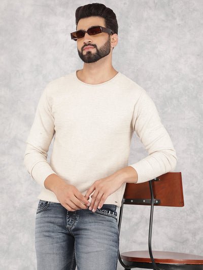 Beige Jacquard Sweater-Men Sweaters-Crimsoune Club