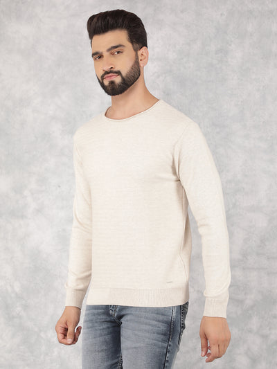 Beige Jacquard Sweater-Men Sweaters-Crimsoune Club