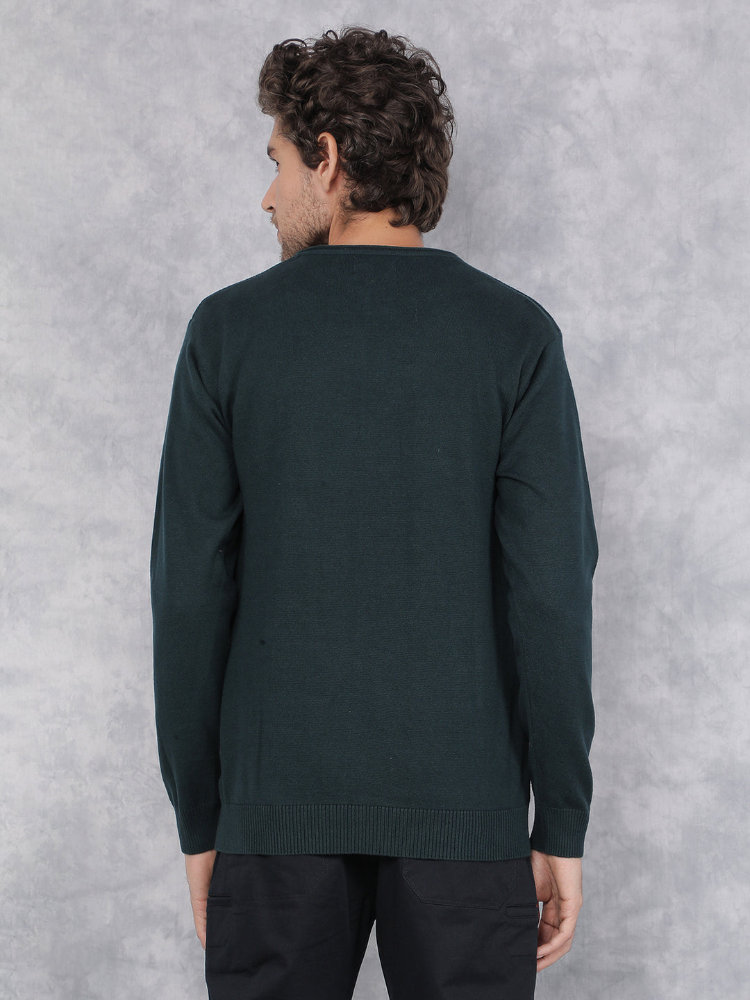 Green Jacquard 100% Cotton Sweater-Men Sweaters-Crimsoune Club