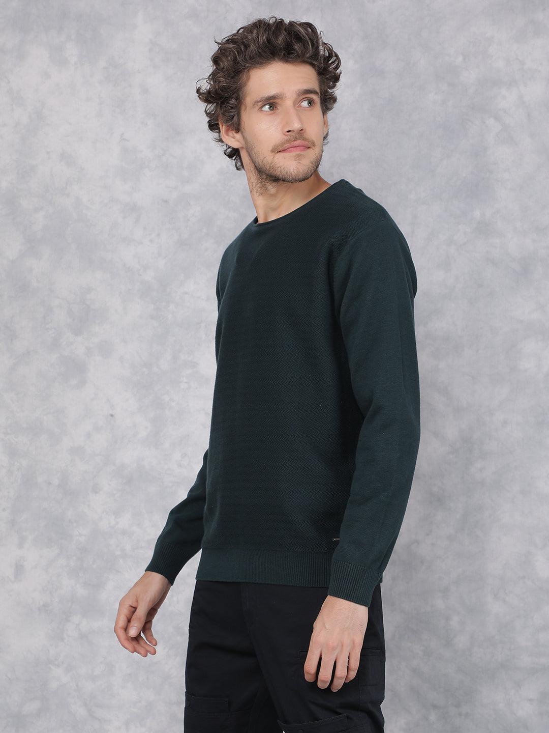 Green Jacquard 100% Cotton Sweater-Men Sweaters-Crimsoune Club