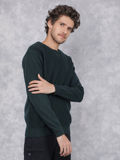 Green Jacquard 100% Cotton Sweater-Men Sweaters-Crimsoune Club