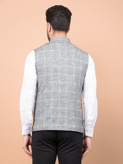 Grey Checked Waist Coat