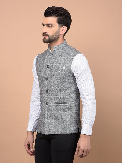 Grey Checked Waist Coat