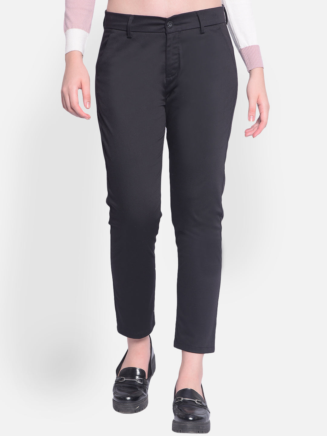 Black Slim Trousers-Women Trousers-Crimsoune Club