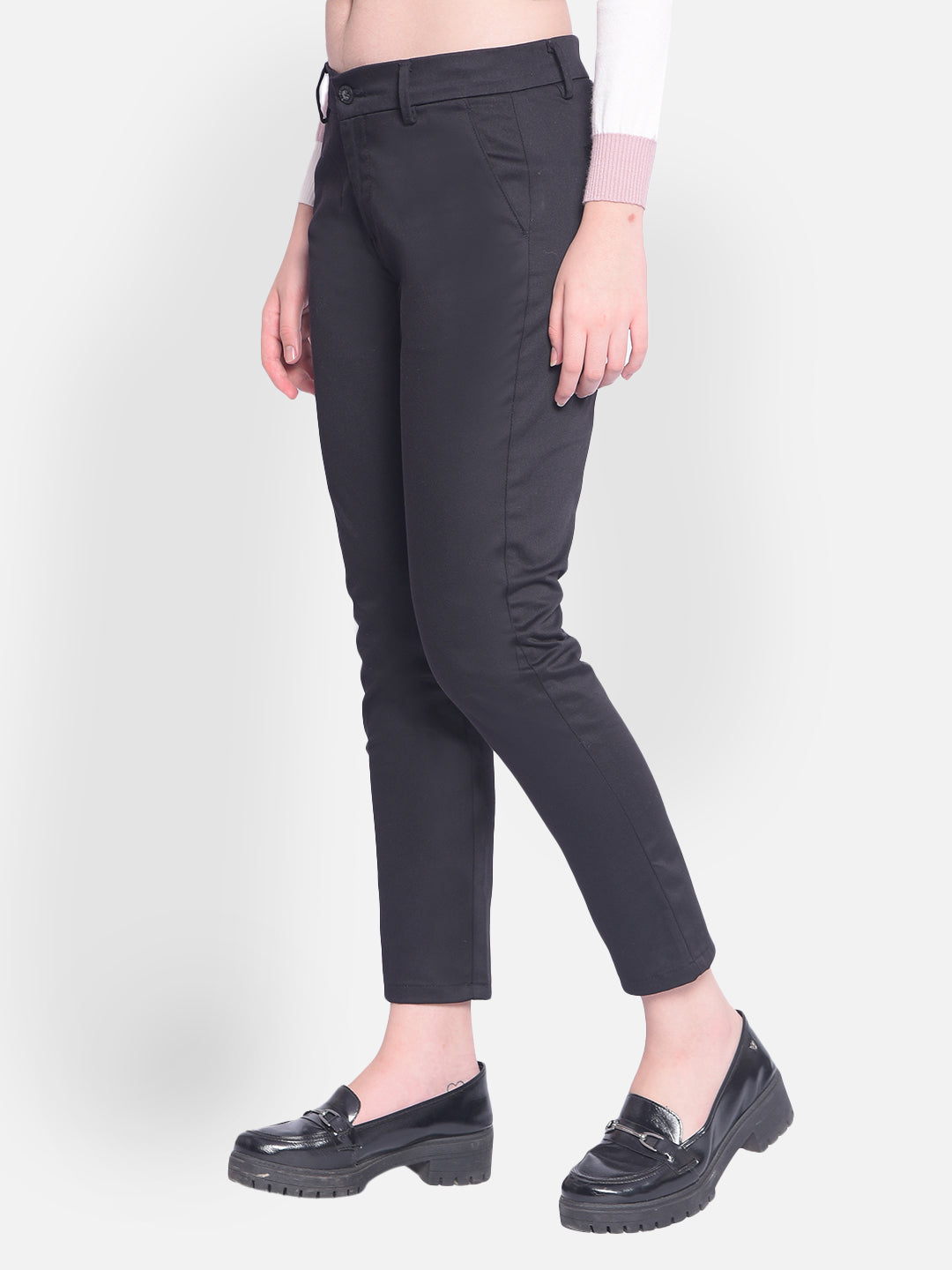 Black Slim Trousers-Women Trousers-Crimsoune Club