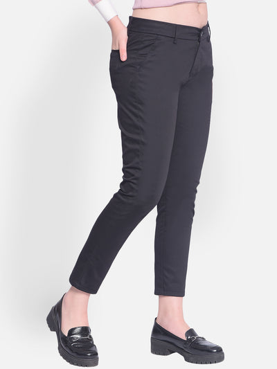 Black Slim Trousers-Women Trousers-Crimsoune Club