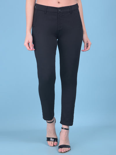 Navy Blue Slim Trousers-Women Trousers-Crimsoune Club