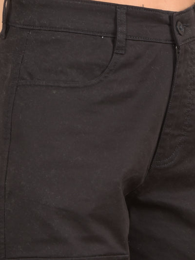 Black Loose Fit Cargo Trousers-Women Trousers-Crimsoune Club