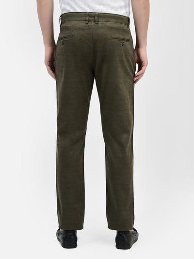 Olive Printed Chinos Trousers-Men Trousers-Crimsoune Club