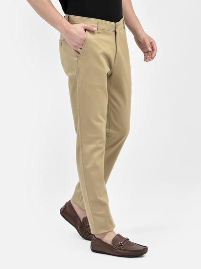 Beige Chinos Trousers-Men Trousers-Crimsoune Club