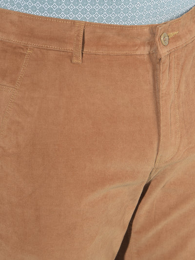 Beige Straight Stretchable Trousers-Men Trousers-Crimsoune Club