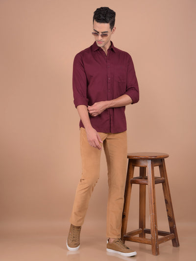 Khaki Corduroy Trousers-Men Trousers-Crimsoune Club