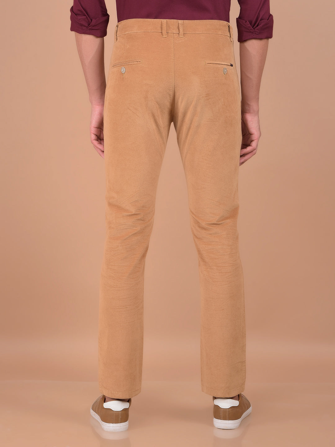 Khaki Corduroy Trousers-Men Trousers-Crimsoune Club