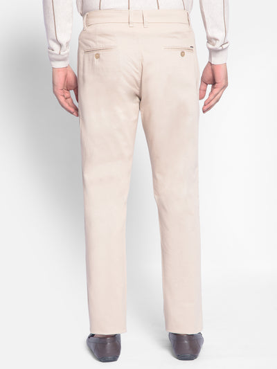 Beige Solid Trousers-Men Trousers-Crimsoune Club