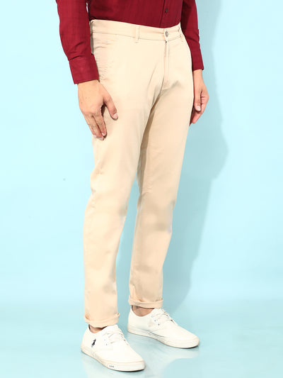 Beige Trousers-Men Trousers-Crimsoune Club