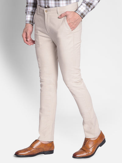 Beige Trousers-Men Trousers-Crimsoune Club