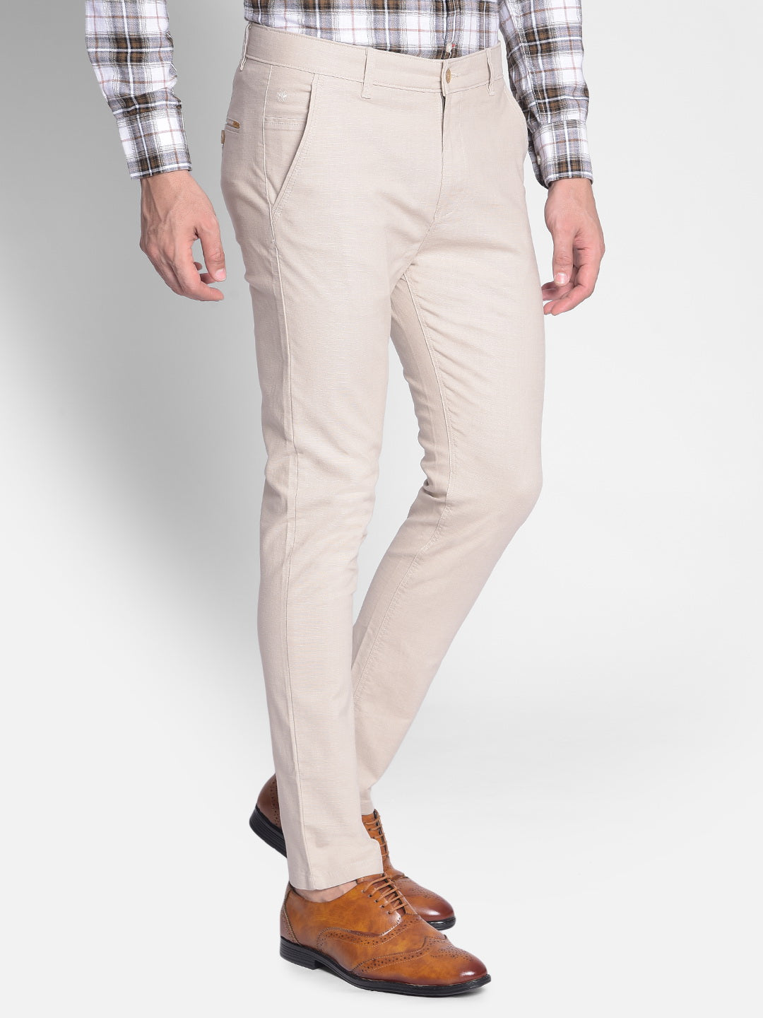 Beige Trousers-Men Trousers-Crimsoune Club