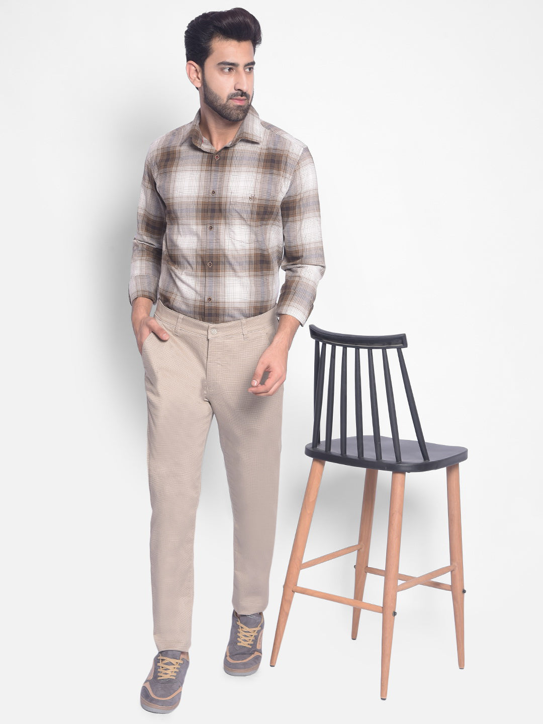 Grey Printed Trousers-Men Trousers-Crimsoune Club