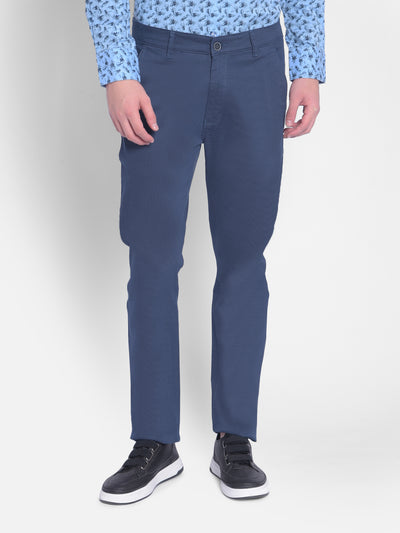 Navy Blue Printed Trousers-Men Trousers-Crimsoune Club