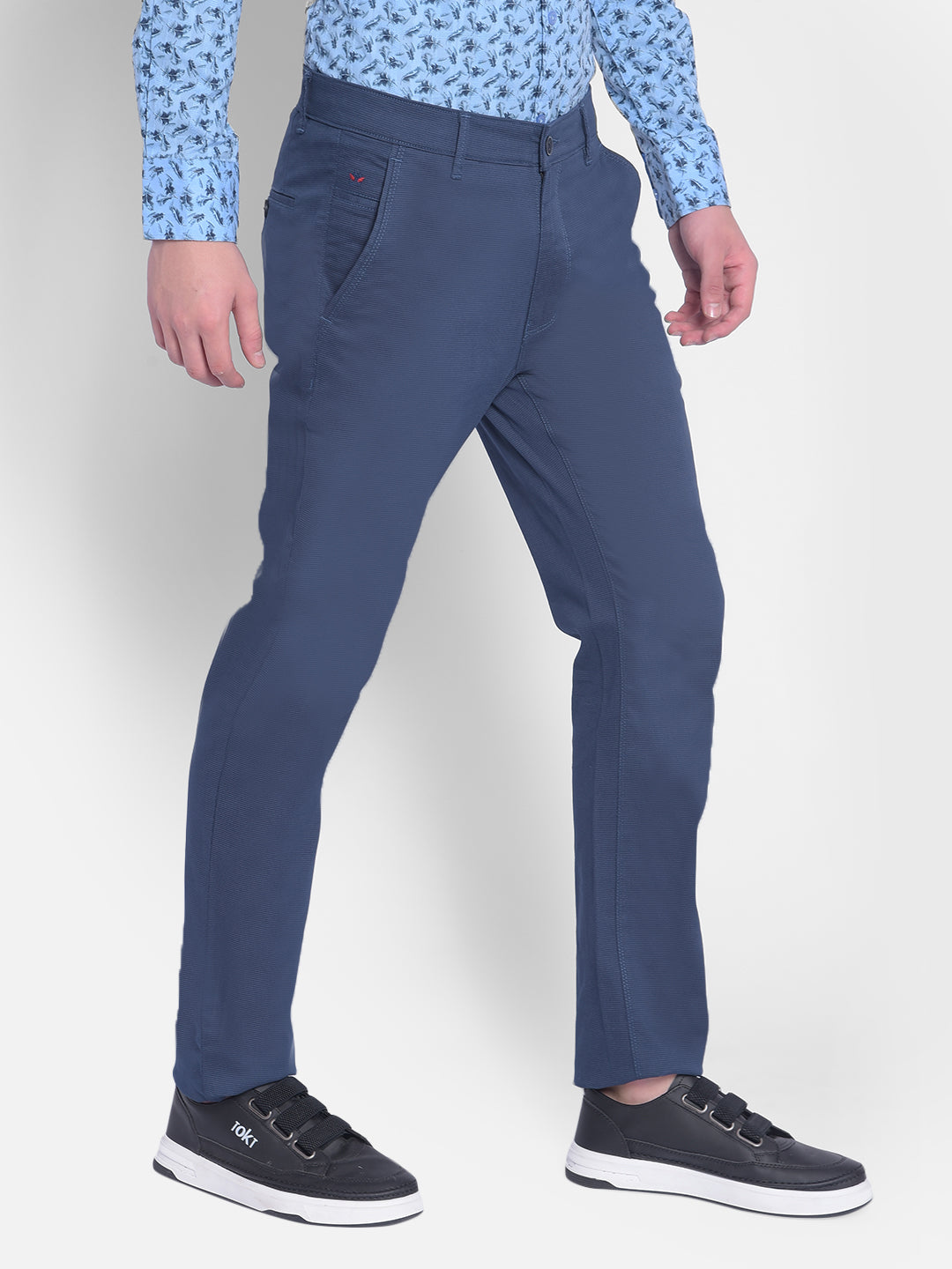 Navy Blue Printed Trousers-Men Trousers-Crimsoune Club