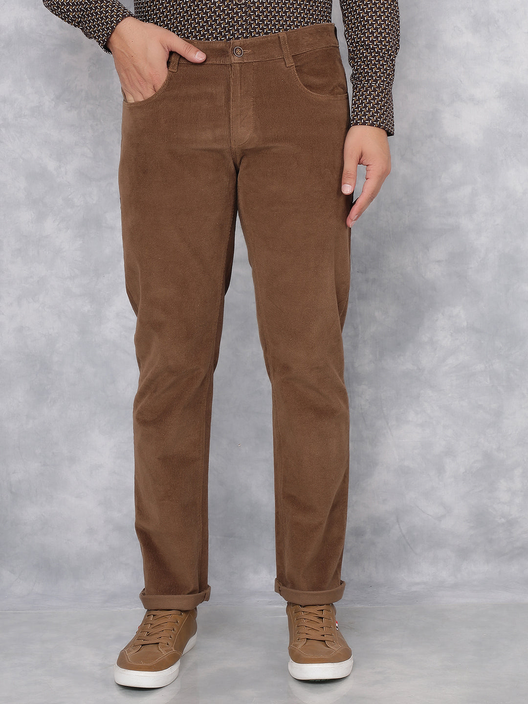 Brown Corduroy Trousers-Men Trousers-Crimsoune Club