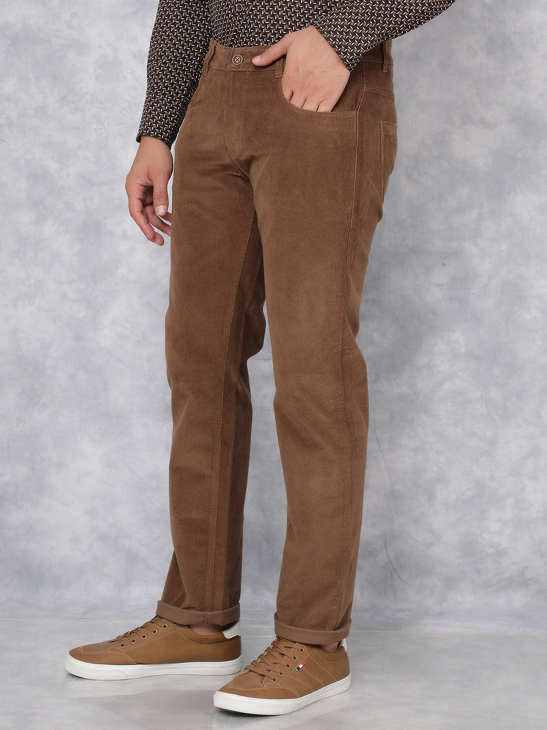 Brown Corduroy Trousers-Men Trousers-Crimsoune Club