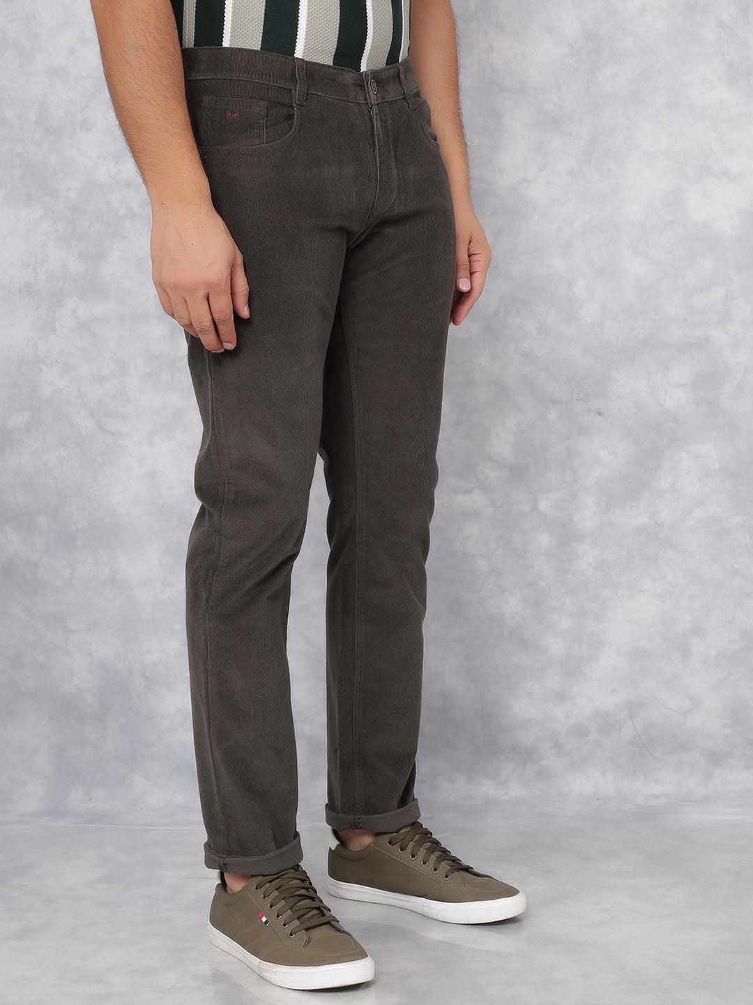 Olive Corduroy Trousers-Men Trousers-Crimsoune Club