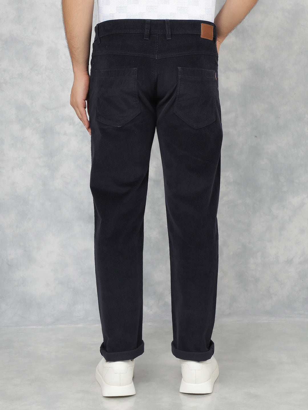 Navy Blue Corduroy Trousers-Men Trousers-Crimsoune Club