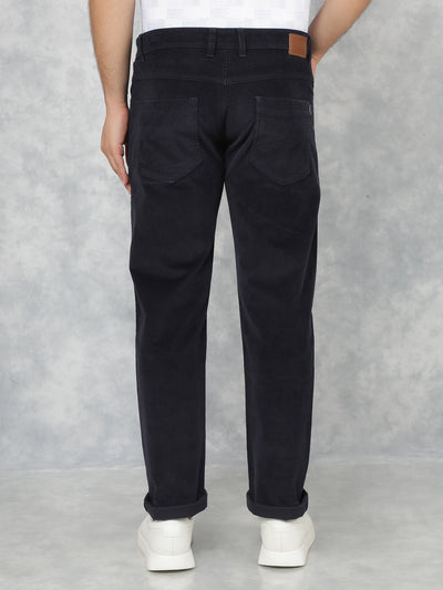 Navy Blue Corduroy Trousers-Men Trousers-Crimsoune Club