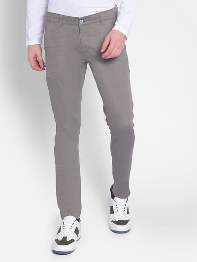 Grey Checked Trousers-Men Trousers-Crimsoune Club