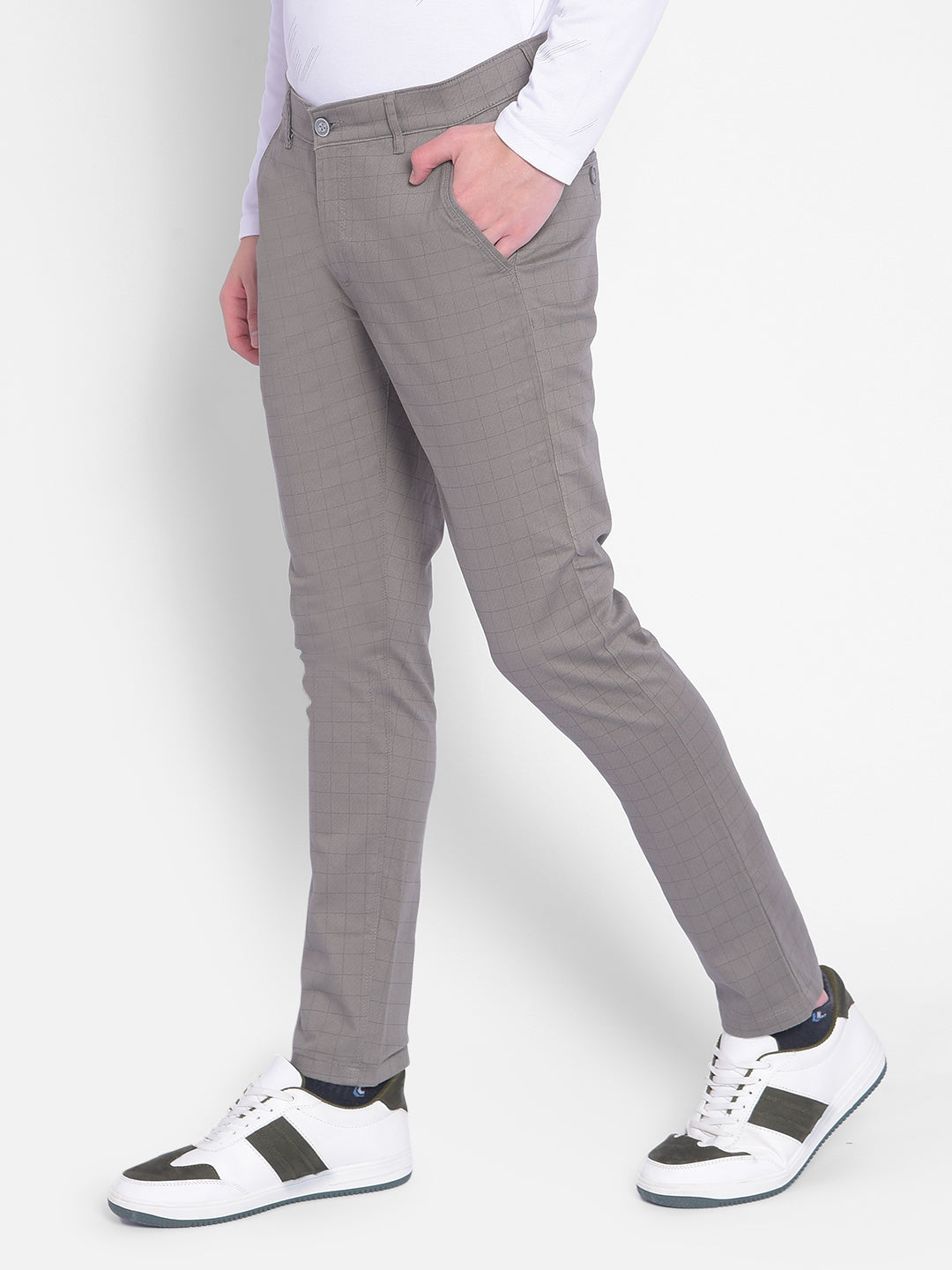 Grey Checked Trousers-Men Trousers-Crimsoune Club