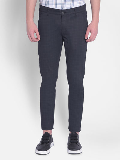 Black Checked Trousers-Men Trousers-Crimsoune Club