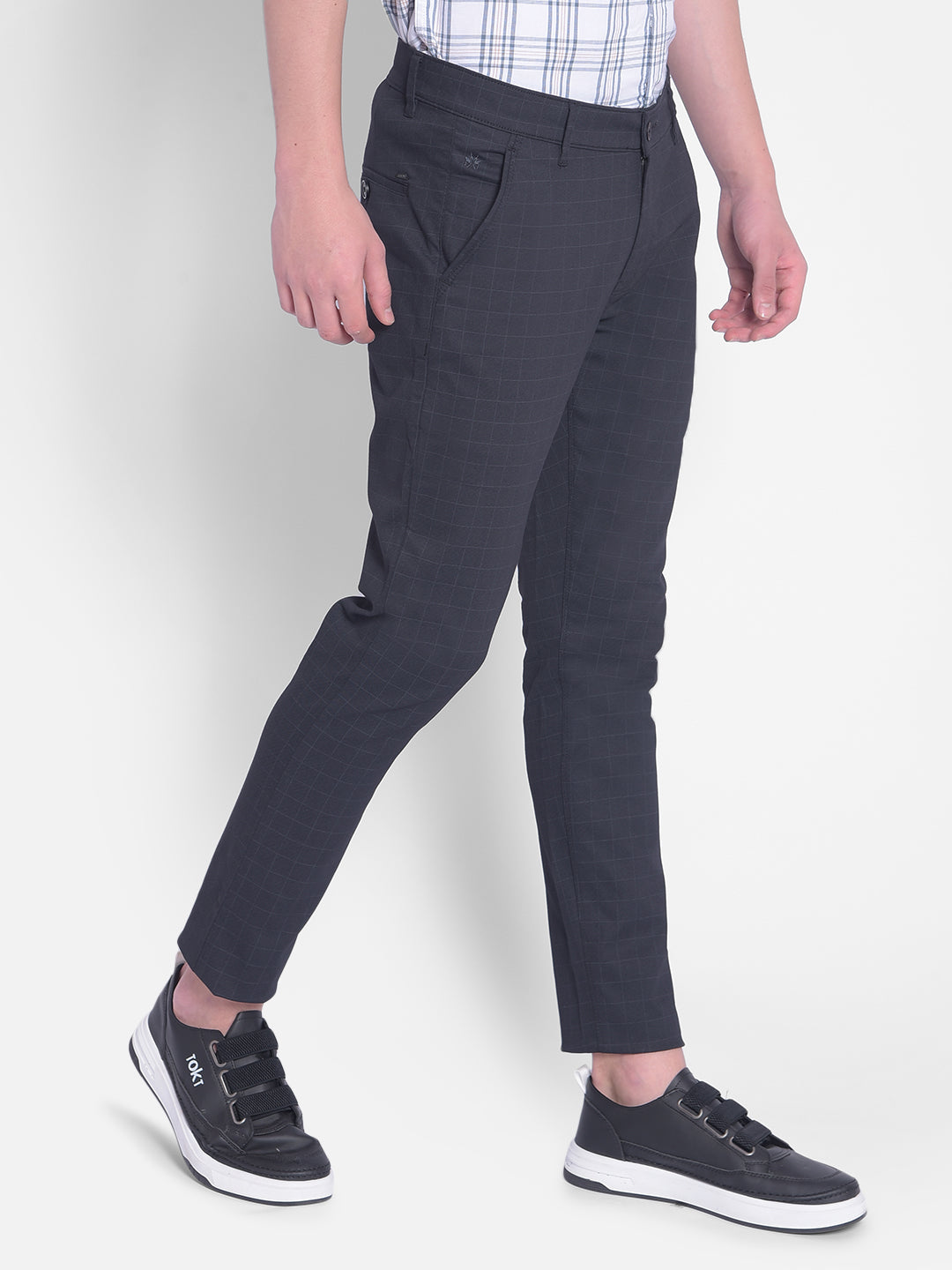 Black Checked Trousers-Men Trousers-Crimsoune Club