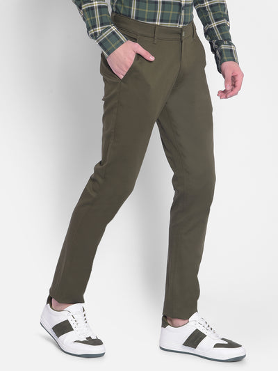 Olive Trousers-Men Trousers-Crimsoune Club