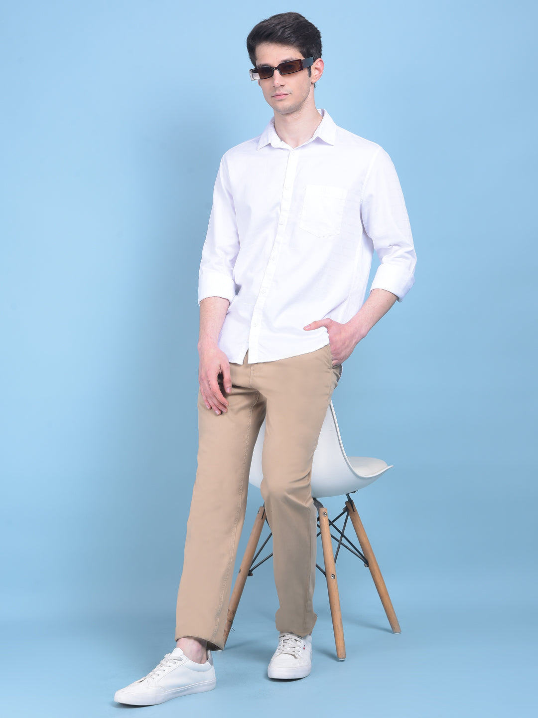 Beige Trousers-Men Trousers-Crimsoune Club