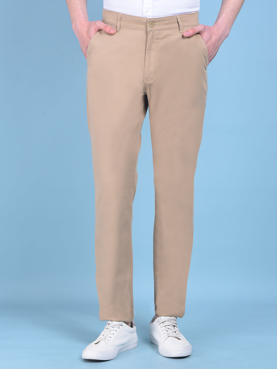 Beige Trousers-Men Trousers-Crimsoune Club