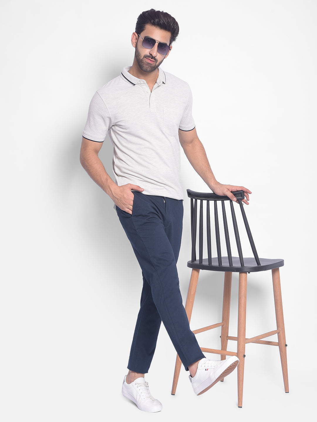 Navy Blue Trousers-Men Trousers-Crimsoune Club