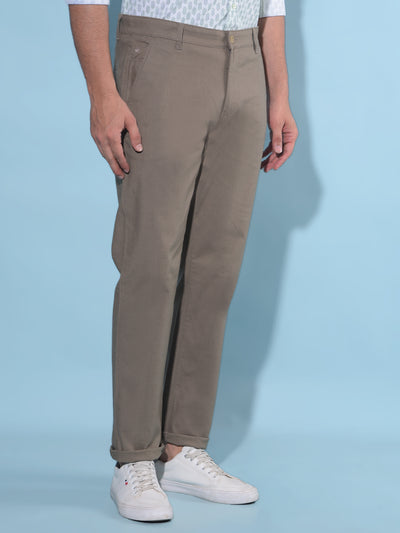 Olive Straight Stretchable Trousers-Men Trousers-Crimsoune Club