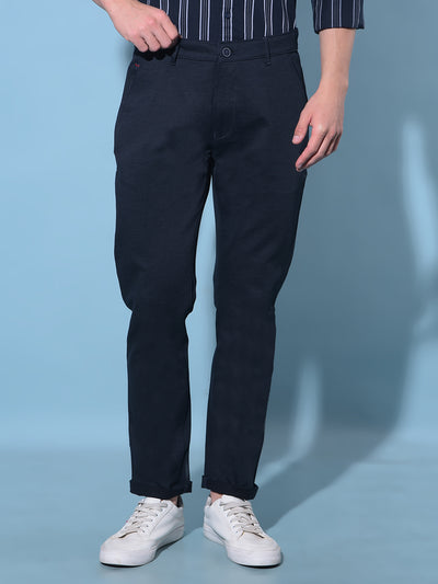 Blue Chinos Trousers-Men Trousers-Crimsoune Club