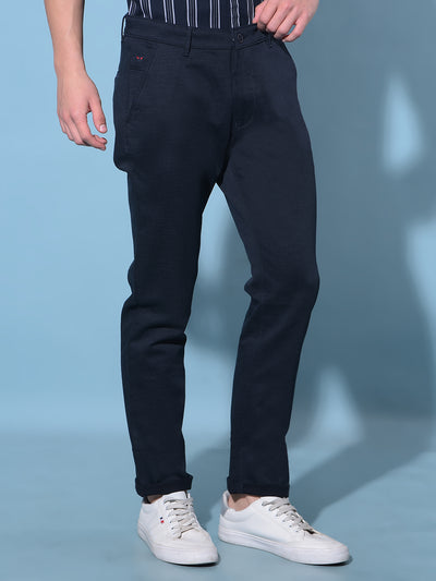 Blue Chinos Trousers-Men Trousers-Crimsoune Club