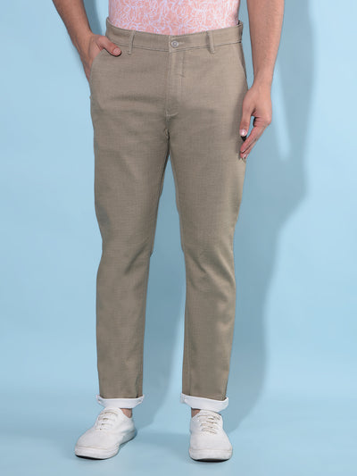 Brown Regular Stretchable Trousers-Men Trousers-Crimsoune Club