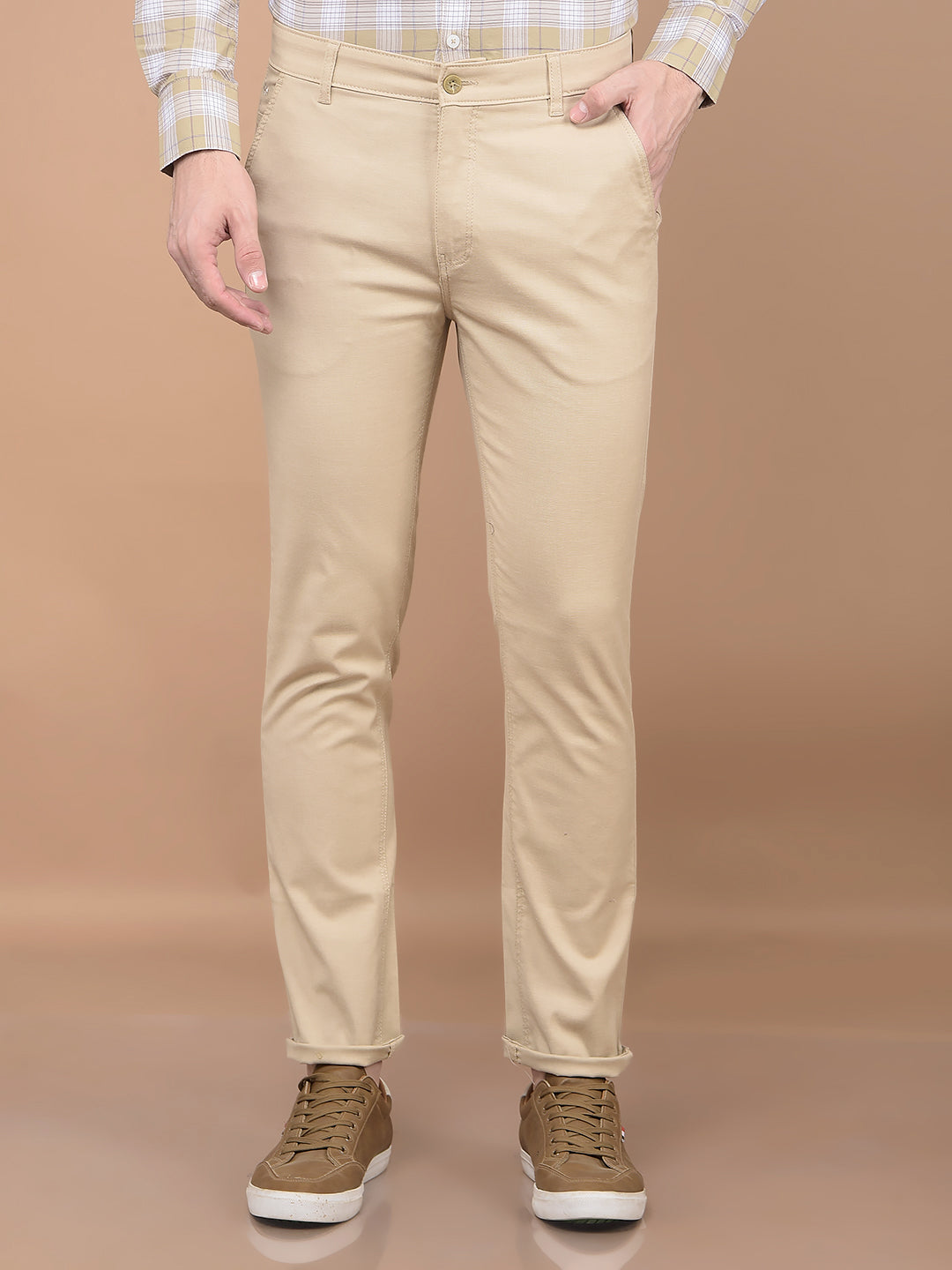 Beige Stretchable Trousers