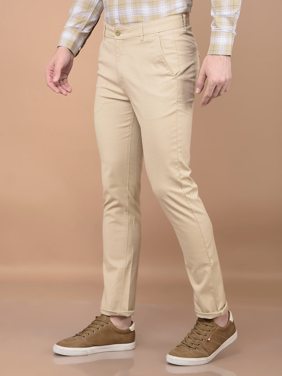 Beige Stretchable Trousers