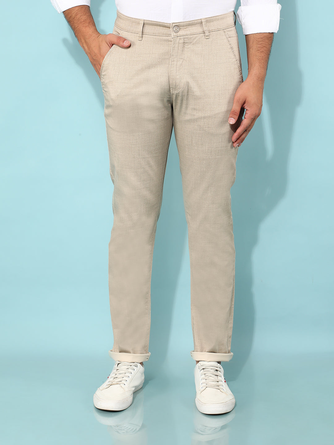 Khaki Printed Trousers-Men Trousers-Crimsoune Club