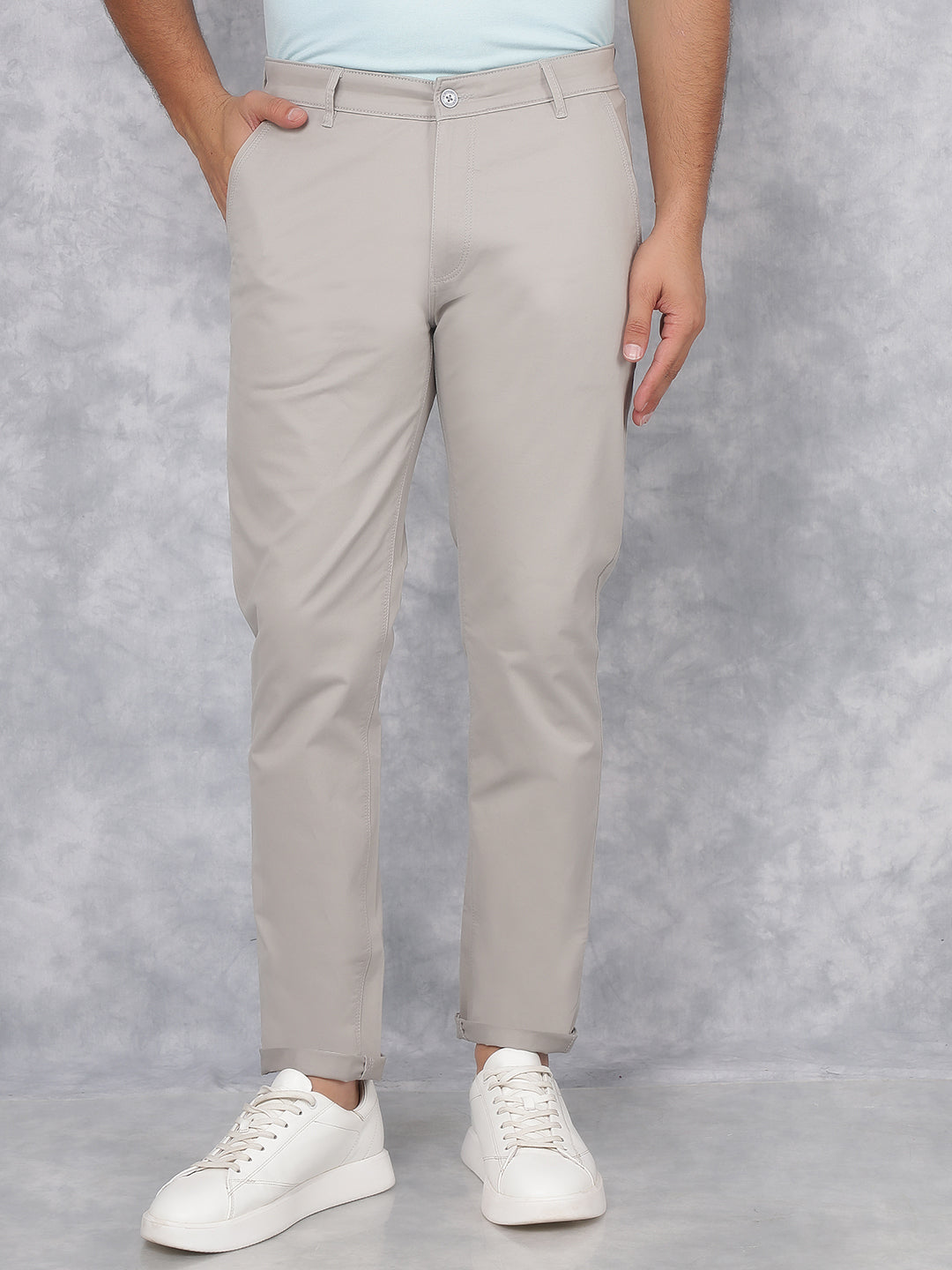 Grey Stretchable Cotton Trousers-Men Trousers-Crimsoune Club