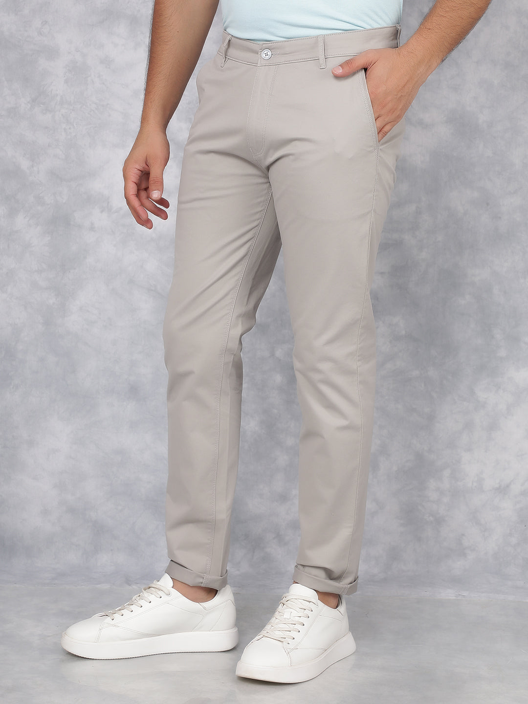 Grey Stretchable Cotton Trousers-Men Trousers-Crimsoune Club