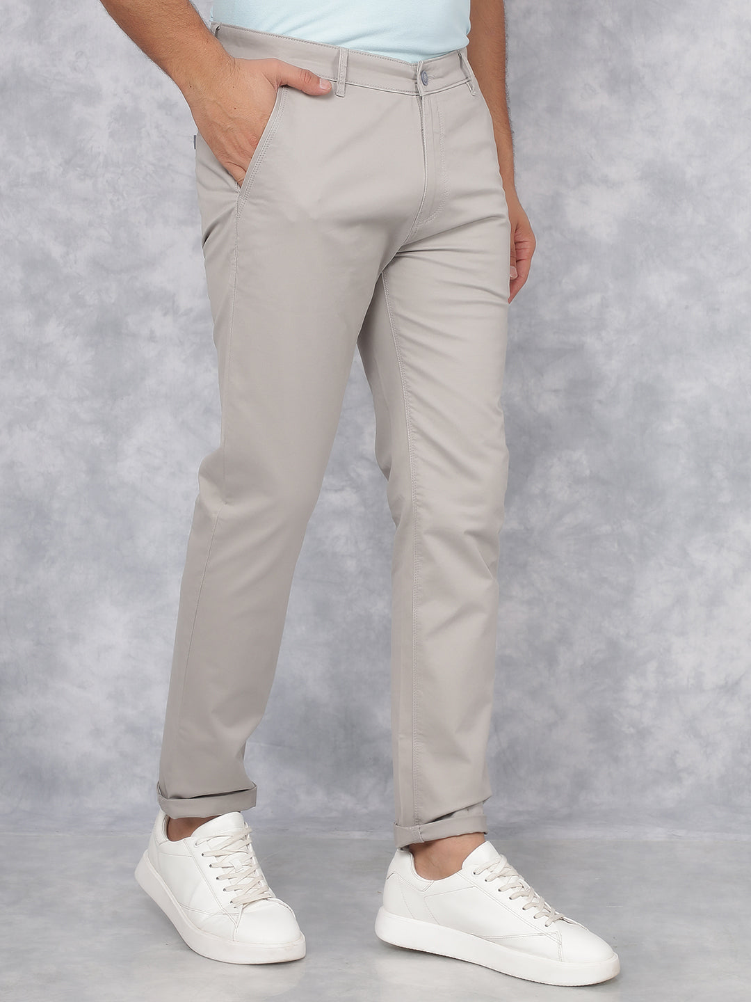 Grey Stretchable Cotton Trousers-Men Trousers-Crimsoune Club