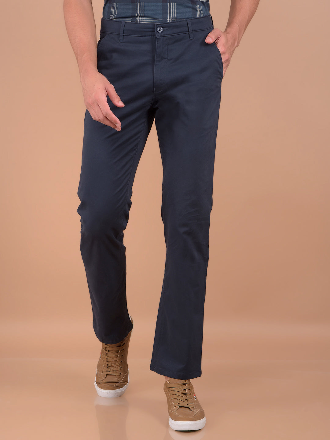 Navy Blue Straight Trousers-Men Trousers-Crimsoune Club