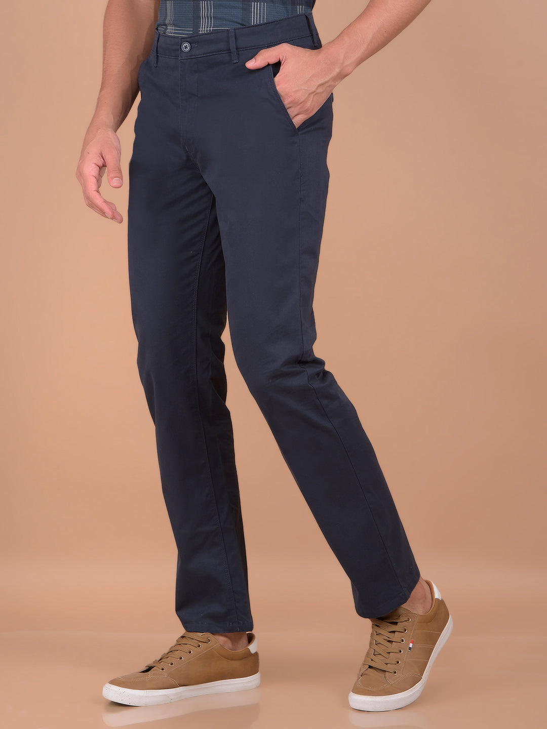 Navy Blue Straight Trousers-Men Trousers-Crimsoune Club